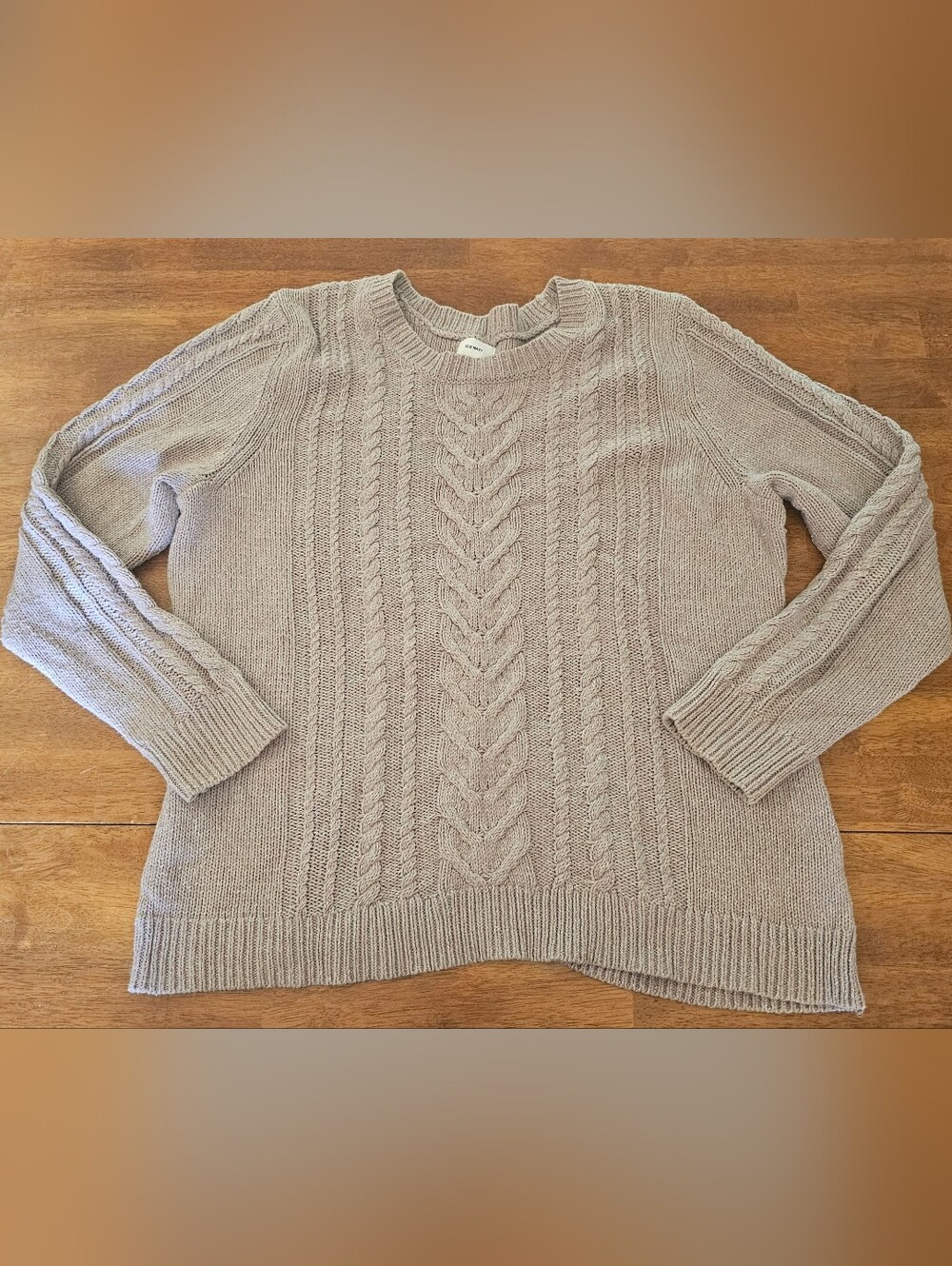 Old Navy Mauve Cable-Front Crewneck Sweater